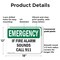 Signmission If Fire Alarm Sounds Call 911 Emergency Sign, Plastic, 18in W x 12in L, 2PK OS-2PACK-EM-P-1218-L-10393 - alternate 2
